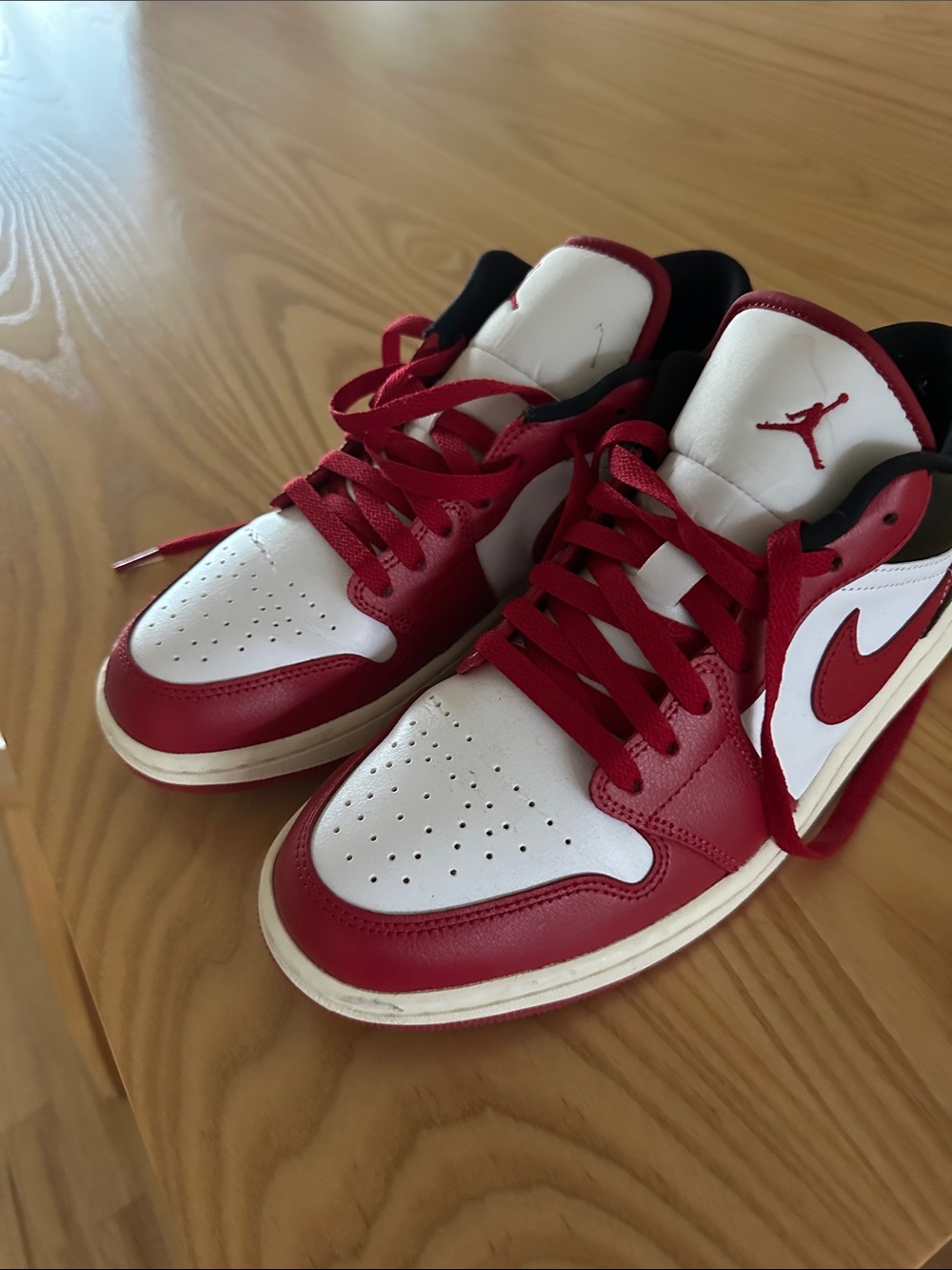 Nike Red & White Low-Top Jordan Sneakers